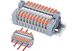 JOZMMZEOOA DIN Rail Terminal Block, 10 Pieces, 0.5-2.5 mm² Terminal Block, DIN Rail, Orange Colour, Terminal Strip, Distribution Terminal, DIN Rail, Pluggable, for Precise Conductive Electrical