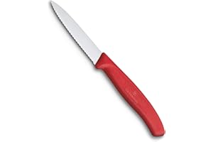 Victorinox 6.7631 Couteau d’Office avec Lame Pointue/Tranchant denté, Acier Inoxydable, Rouge, 30 x 5 x 5 cm