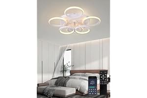 Qiaomao Ventilateur Plafond Silencieux avec Lumière 65cm Blanc, 75W Dimmable LED Plafonnier Ventilateurs de Plafond avec Telecommande APP, 6 Vitesses Lampe Ventilateur Plafond pour Chambre Salon
