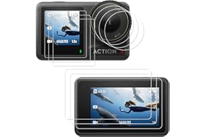 Bigqin Objektiv Displayschutzfolie kompatibel mit DJI Osmo Action 4, HD Klar Temperglas Folie 9H Härte Vollständige Abdeckung Blasenfrei Kratzfeste Schutzfolie, 3+3+3 Stück
