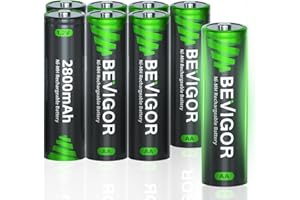 BEVIGOR AA Rechargeable Batteries 8 Pack, 1500 Cycles 2800mAh 1.2V High Capacity AA Ni-MH Rechargeable Batteries, Precharged