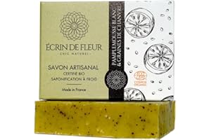 Écrin de Fleur - Men's Exfoliating Soap, Organic Handmade White Grapefruit Soap with Hemp Seed Powder, Suitable for All Skin Types, 1x90g