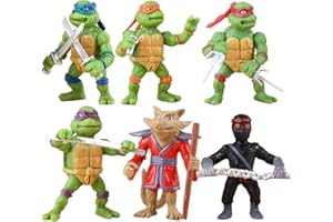 wopin 6 pcs Teenage Mutant Ninja Turtle Mini Figures Set Mini Figures Cake Decoration Birthday Party Supplies Cupcake Figures for Children's Birthday Party Decoration Boy