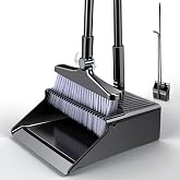 Broom and Dustpan Set,Long Handle Dustpan and Brush Set,Vertical Sweeping Broom Set,180 Degree Rotating Sweeper Brush,Househo