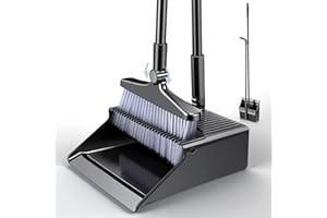 SDARISB DARIS Set di Scopa e Paletta, Manico Lungo 127 cm, Spazzola Verticale e Paletta combinata per la Pulizia dei Pavimenti, Girevole a 180 Gradi, per casa, Cucina, Ufficio, lobby e terrazza