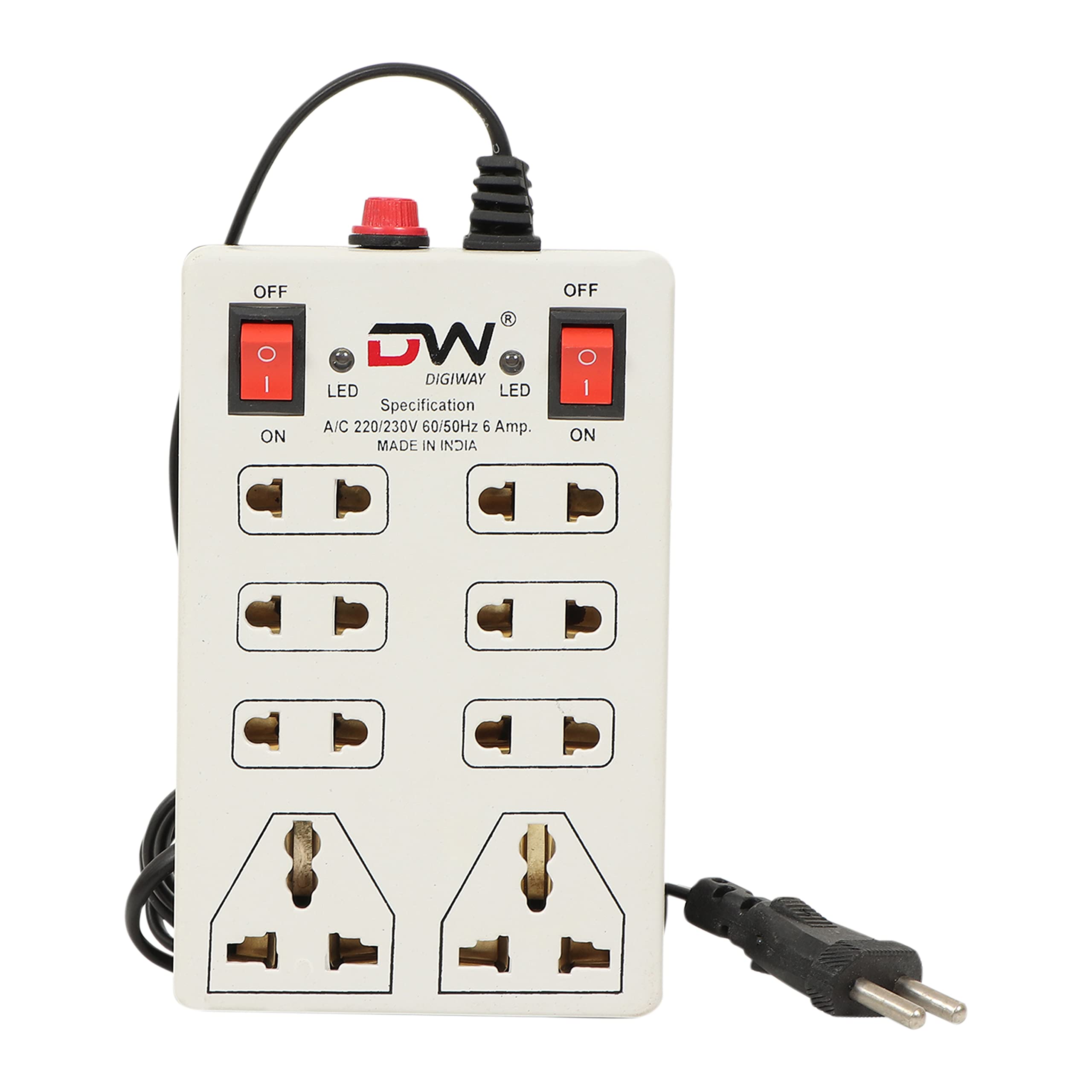 Digway 240 Volts 8 + 2 Mini Power Strip Extension Cord || Board with 2 Switch || Indicator, Safety Fuse & 8 International sockets || 2 Meter Cord Wire (8 + 2 Mini Power Strip_Beige)