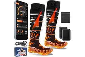 Olycism Heated Socks for Women & Men 5000/8500 mAh with App Full Sole Heated Socks Rechargeable Washable with 4 Levels Heating Settings for Winter Outdoor Camping Hunting Fishing Riding Skiing