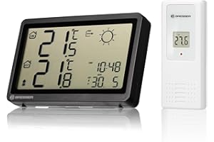 Bresser Radiowa stacja pogodowa Meteo Temp HZ czarna – z precyzyjnym pomiarem temperatury wewnątrz i na zewnątrz oraz prognozą pogody
