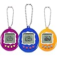 Skylety 3 Pieces Virtual Electronic Digital Pets Keychain Game Keyring Electronic Toys Nostalgic Virtual Digital Pet Retro Handheld Game Machine (3 Pieces, Rose Red, Yellow, Blue)