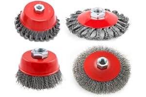 WOMGF 4 Pezzi Spazzole a Filo Conico 75mm e 100mm M14 Spazzola Metallica Smerigliatrice Angolare Metalliche Spazzola a Disco in Acciaio