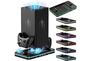 QYCHHJ Cooling Fan Charging Station for Xbox Series X/S, Fast Charging Stand Dock Dual Controller Charger Station with 3 USB Ports, Cooling Stand Fan Cooling System for Xbox Series X/S Accessories
