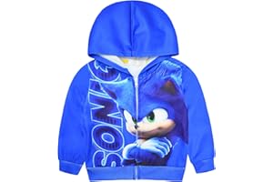 Bonamana Sonic The Hedgehog - Sudadera con capucha para niños con estampado 3D, con cremallera y capucha