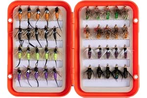 Matymats 10pcs/30pcs/35pcs/40pcs/76pcs/100pcs Fly Fishing Flies with/without Fly Fishing Box, Trout Flies, Dry/Wet Flies, Fly Fishing Lures for Bass Trout Salmon
