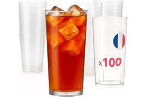 Table'Colors 100 Verres Tube 30 cl Lavables et Réutilisables - Fabriquée en France - Parfaits pour Cocktails et Apéritifs - Jus d'orange - Soda - Pastis