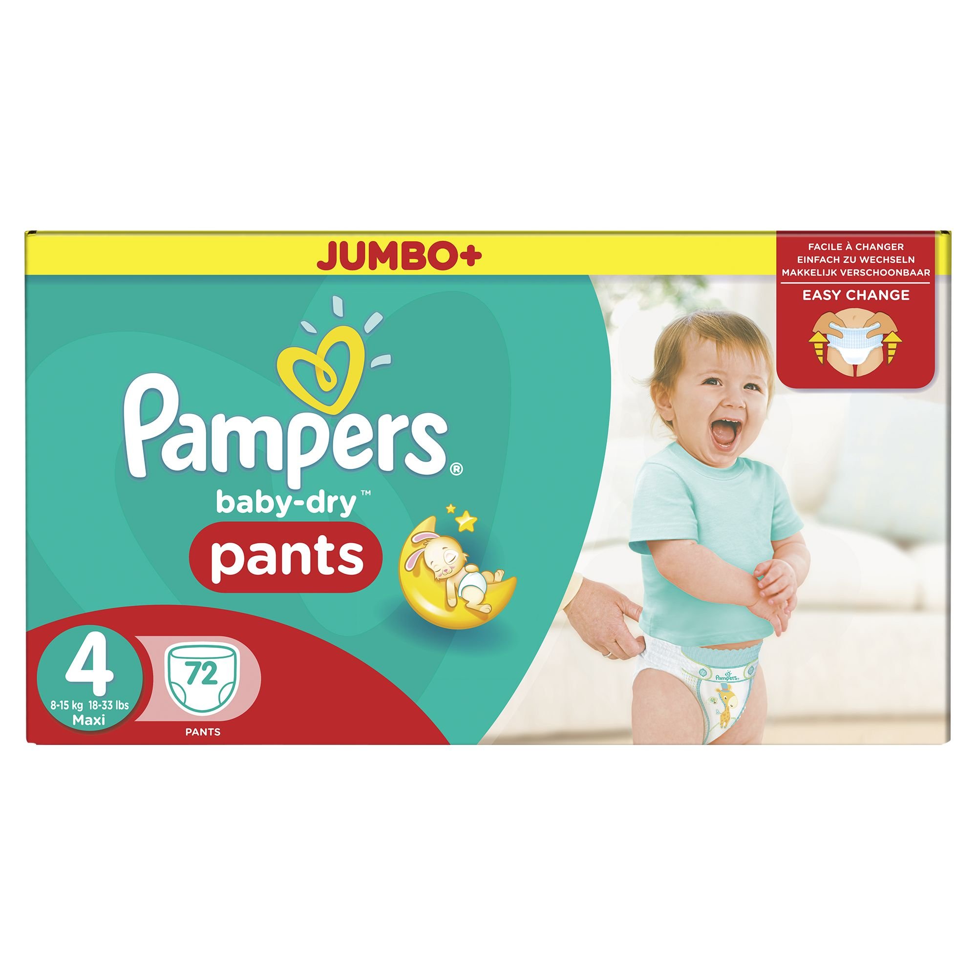 Pampers Baby Dry Pants Couches Taille 4 (815 kg/Maxi) Jumbo+ Pack (x72 culottes) Le
