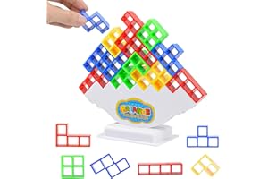 BIEPIS 48Pcs Tetra Tower Balancing Stacking Toys Tetris Tower Balancing Game, Building Tetratower Stacking Blocks Puzzle Game For Kids Swing Stack Balance Toy