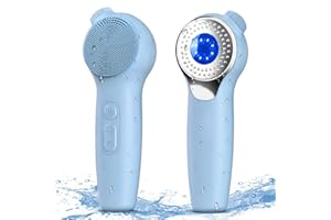 Urbuti Cepillo de Limpieza Facial Eléctrico, Cepillo Limpiador Recargable Masajeador con Función Calefacción y Luz Roja y Azul, 5 Velocidades, IPX7 Impermeable, Limpieza Profunda de Poros (Azul)