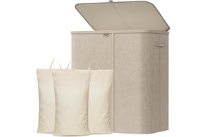 Lifewit Tvättkorg Med Lock, Tvättkorg Med Plast Handtag Och Tvättsäck, Laundry Basket För Tvättstuga, Sovrum, Badrum, 165L