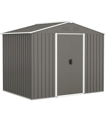 Capanno Da Giardino In Acciaio Zincato Antracite - 192x274x223 Cm - Foto 9