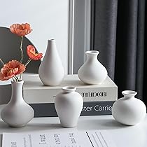 Ceramic Bud Vase Set of 8, Small Vase for Flowers, White Mini Bud Vase in Bulk for Centerpieces, Rustic White Ceramic Vase Set for Flowers, Room Décor, Wedding Party