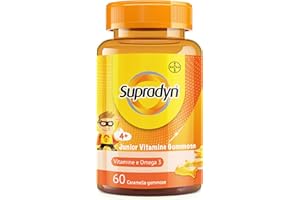 Supradyn Junior Vitamine Gommose Multivitaminico Bambini con Omega 3, Colina, B6, B12, Vitamina C e Niacina, per Integrare l'Alimentazione e Sostenere le Difese immunitarie, 60 Caramelle Gommose