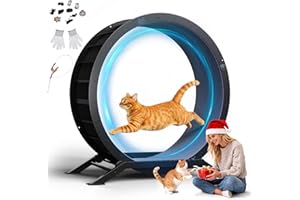 GTPLAYER Roue pour Chat, Roue d'exercice pour Chat, XL- 100 cm, Ultra-silencieuse avec Tapis Amovible, Autocollants, système de Verrouillage, métal, Noir, Cadeaux pour Votre Chats