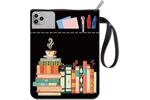 CRASPIRE Custodia per Libri Coffee Book Sleeve - Protezione Nera per Tascabili e Copertina Rigida - In Tessuto Lavabile con Cerniera e Tasca Extra per Gli Amanti Dei Libri