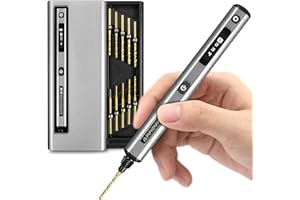 4-Gang-Elektro-Mini-Bohrstift, ARROWMAX 10 kleine Bohrer mit Aluminiumbox, OLED-Display, LED-Leuchten, Harzbohrer-Set für Schmuckherstellung, Kunststoff, Holz (SDS ULTRA)