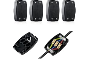 GLIROWY 4 Pcs 3 Terminal Electrical Junction Box 13A 250V Flex Connector For Indoor And 0utdoor Lighting Power supply (Black）
