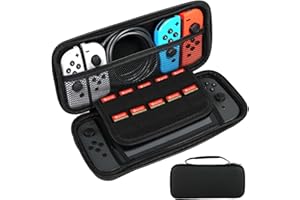 KITDAHOM Etui na Switch - Kompatybilne z Nintendo Switch/Nintendo Switch OLED - Twarda Walizka Transportowa - Z 10 Przegródkami na Karty Gry i Dodatkową Kieszenią na Akcesoria