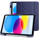 فئة Apple iPad 10.9 بوصة 2022 حافظة ذكية متوافقة من الجيل العاشر مع حامل قلم رصاص من Apple، ثلاثي الطيات، مرن، غير لامع، كامل التأثير