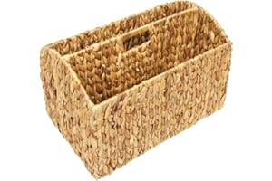 Woodluv Water Hyacinth Newspaper Magazine Holder Storage Rack Stand With Carry Handles (Made from Banana Leaves)