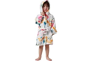 DELEY Kinder Bademantel Jungen Mädchen Kapuzen Roben Kleinkind Schlafanzug Nachtwäsche Weicher Morgenmantel Nachthemd