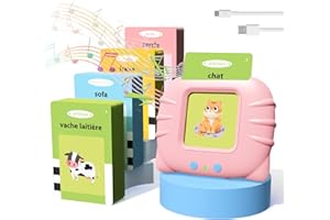 HOMESTEC Cartes Éducatives Sonores pour Enfant de 1 à 6 Ans, Jeux Montessori, Vocabulaire pour Apprendre Le Français (224 Mots), Premiers Mots de Bébé, Cadeau Enfant Dès 18 Mois (Rose)