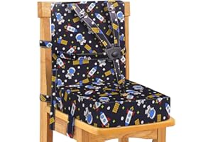 MATIVE Rehausseur Chaise Enfant, Boucle de Sécurité 5 Points, Facile à Nettoyer Sangles de Sécurité Réglables et Fond Antidérapant (Noir)