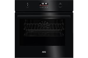 AEG Einbaubackofen – Serie 5 Ringheißluft: Gleichmäßige Garergebnisse auf 3 Ebenen – Pyrolyse Selbstreinigung – 25 Automatikprogramme – LED-Touchdisplay – Schnellaufheizung – Schwarz – BPE53516AB