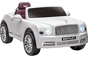 HOMCOM Bentley Mulsanne Licensed Kids Electric Ride On Car 12V Powered Toy Car w/Remote Control, Music, Horn, Lights, MP3 Slot, Suspension Wheels, for Ages 3-6 Years - White