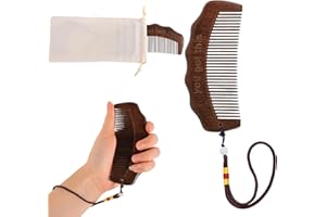 PEUTIER Wooden Labour Comb with Handle Rope, Sandalwood Birthing Comb for Labor & Delivery Acupressure Tool for Pregnant Women Includes Cloth Bag Pregnancy Postpartum Essentials