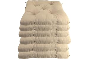 VACAVACA Cojín para Silla Interior y Exterior, 50x50 cm, Acolchado 6-7 cm, Fabricado en España, Múltiples Colores (Beige, Pack 6)