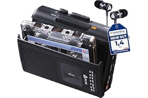 KLIM K8 kassettspelare – ny version – kassettspelare – AM/FM-radio – inbyggd mikrofon och högtalare – hörlursuttag och hörlurar –