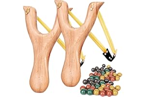 GERUI 2 Stück Schleuder Steinschleuder Zwille Set, Holz Schleuder für Outdoor Sportarten, Katapult mit 100pcs Zwille Tonkugeln, für Erwachsene und Kinder,Spielzeug für den Außenbereich