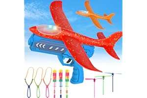 Shinybox Avion Polystyrene Enfant, Lanceur d'avion avec 2 Avion en Mousse, Avion Jouet Enfant, Avion Catapulte en Mousse, Cadeau Enfant Anniversaire Jeux de Plein Air (Bleu)