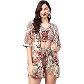 Pujia Mills Woman Stylish Co-ord Set || Trendy Korean Summer Travel Outfit || Girls Pajama Set For Beach & Holiday Look