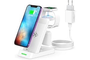 AINPOW Stacja ładująca 3 w 1 do Apple Watch i iPhone, bezprzewodowa ładowarka, Apple Watch, stacja ładująca, bezprzewodowa ładowarka do iWatch 9/8/7/6/SE/5/4/3/2, ładowarka, iPhone 14 Pro Max / 13 / 12 / 11