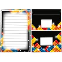 Enveloppes C6 Autocollantes Lot Papier à Lettres Garçons - Bloc A5 Ligné 25 Feuilles + 15 Enveloppes | Motif Chevaliers Enfants Papier Lettre Enfants