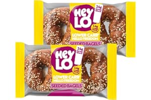 Heylo 2 Twin Packs of Keto Bagels | Seeded Low Carb Bread 1.4g Carbs, 24g of Protein per Bagel