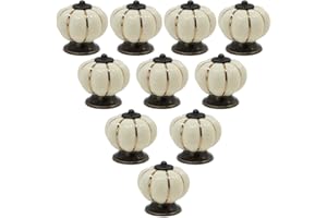 PsmGoods®, pomelli vintage con design "a zucca" in stile europeo per porte e cassetti, adatti a cassettiere, credenze, armadietti, maniglie, manopole, 10 pezzi, beige