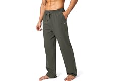 Pudolla Men's Cotton Yoga Sweatpants Athletic Lounge Pants Open Bottom Casual Jersey Pants for Men with Pockets