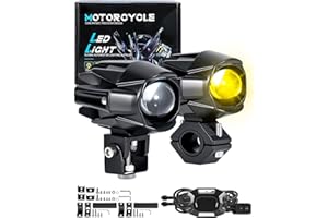 Dinfu 60W led moto fari ausiliari 9v -60v tondo LED fendinebbia IP68 faretti 5 modelli di flash con kit fascio e 2 staffe di montaggio per moto ATV UTV dirt bike 4x4 pickup camion barca