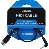 BOSS BMIDI-1-35 &ndash; 30 cm &ndash; Yer tasarrufu sağlayan 3,5 mm TRS 5 pinli MIDI kablo &uuml;zerinde &ccedil;ok y&ouml;nl&uuml; fişler &ndash; BOSS pedalların ka